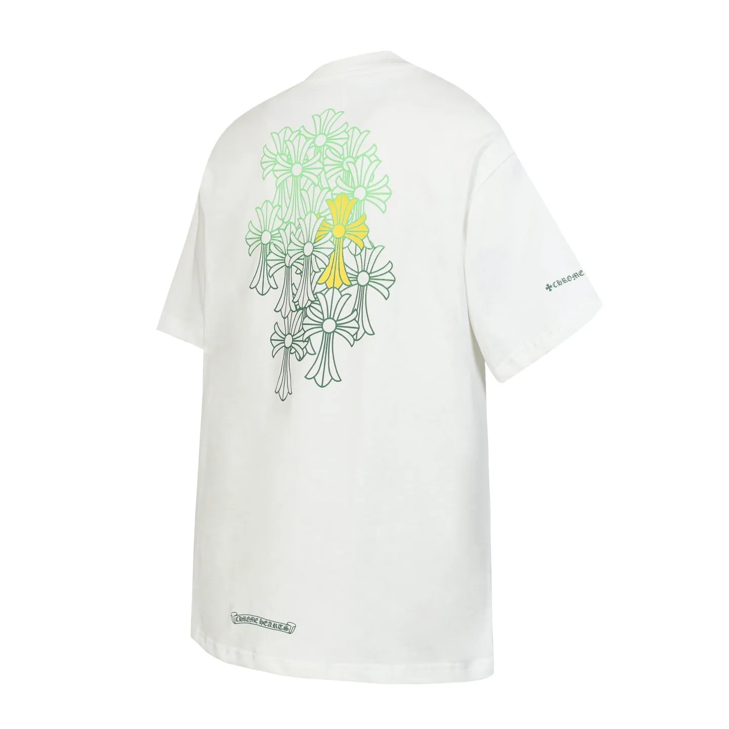 P160 Chrome Hearts CH Chrome Hearts Color Overlay Cross Print Short Sleeve T-shirt Uses direct injection imported machine printing. Hardware and accessories are all milled and customized. Correct configuration. Black 2025 Chrome Hearts ZP packaging. 260 grams of custom dyed double yarn cotton. Large version. Loose and stylish. Different from lower versions, slim and long version with upper body and hip stretch. 100% commitment: top quality. Not fast food. Highest version on the market. Top quality - different from ordinary versions on the market. If you care about quality, you should also respect the price. Absolutely 0 after-sales service and 0 return rate so far. It’s hard not to love the style - 260g double yarn cotton custom dyed fabric - Correct high-density main mark, washed tag, hand-sewn